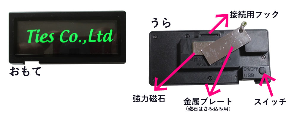 光るネームプレート　本体のおもてと裏について